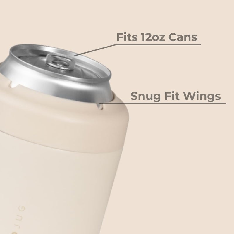 Standard Can Cooler - 2-in-1 Insulated Can Cooler Cup - Stainless Steel Can Holder with Non-Slip Rubber Base - Screw-Top Lid - Dishwasher Safe - 12oz, Cream